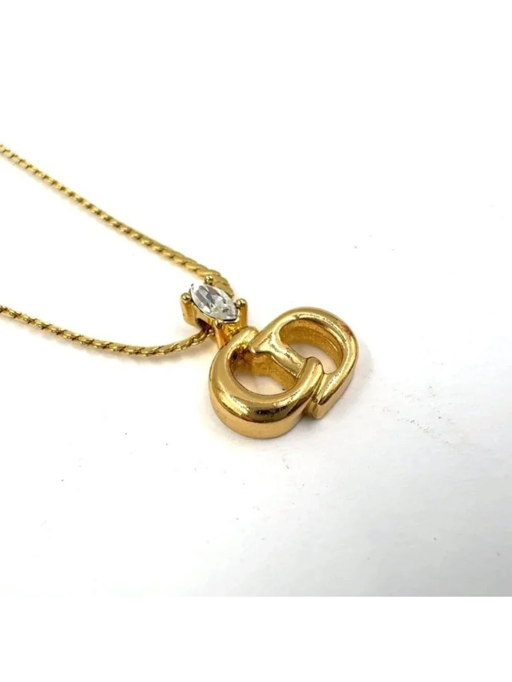 Dior Cdlogo Line Stone Gold Plated Necklace - Picture 2 of 8